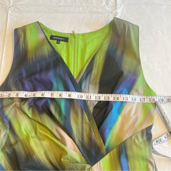 Lafayette 148 laurel Watercolor Sleeveless Sheath Dress Pleated Detail - Picture 11 of 16